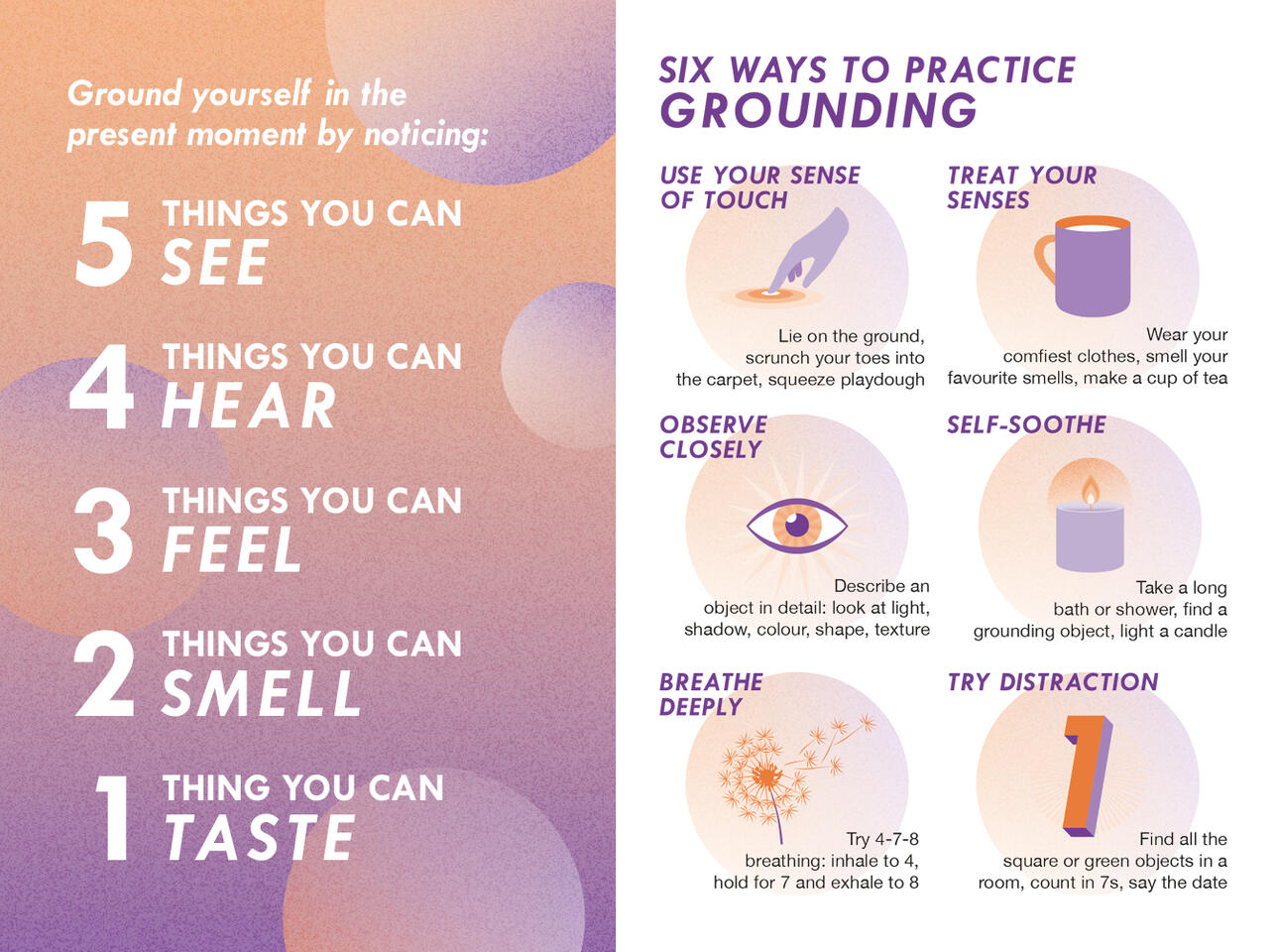 Marketing materials giving simple advice on grounding techniques